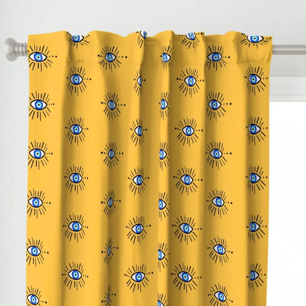 Evil Eye Curtain Panel - Mustard Yellow alternate view