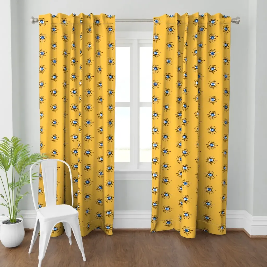 Evil Eye Curtain Panel - Mustard Yellow product