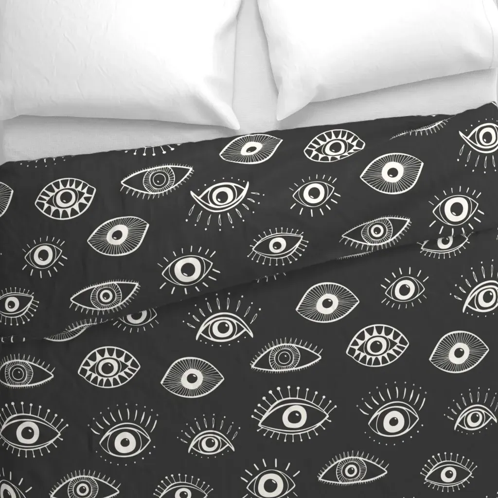 Evil Eye Jumbo Scale Duvet Cover - Charcoal alternate view
