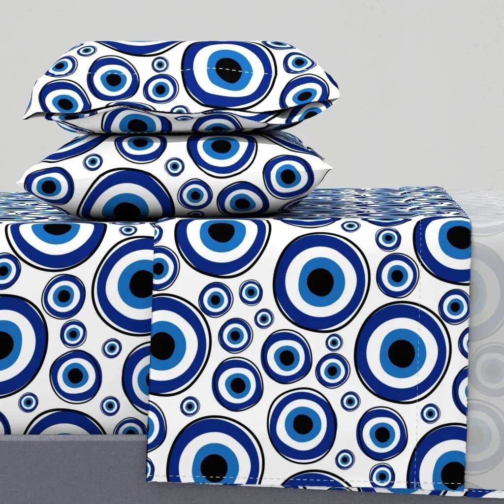 Evil Eye Nazar Pattern Small King Sheet Set - Blue product