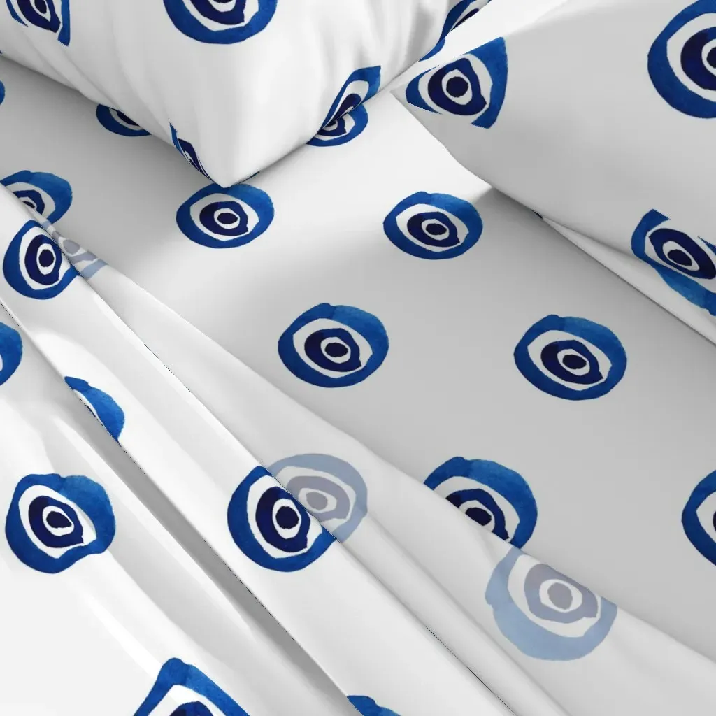 Evil Eye Xviv Queen Sheet Set - Blue alternate view