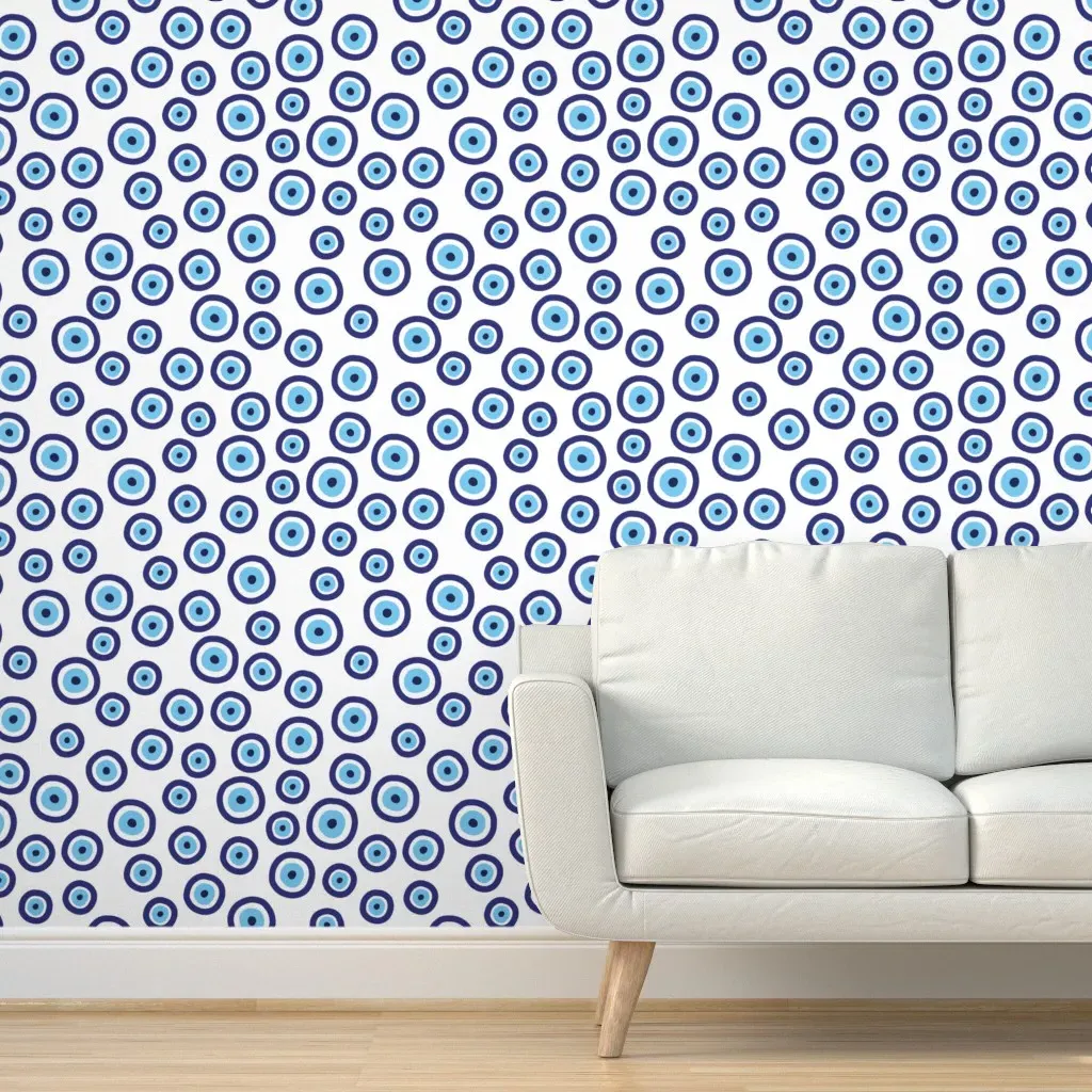 Evil Eyes Karma Peel and Stick Wallpaper - Dark Blue product
