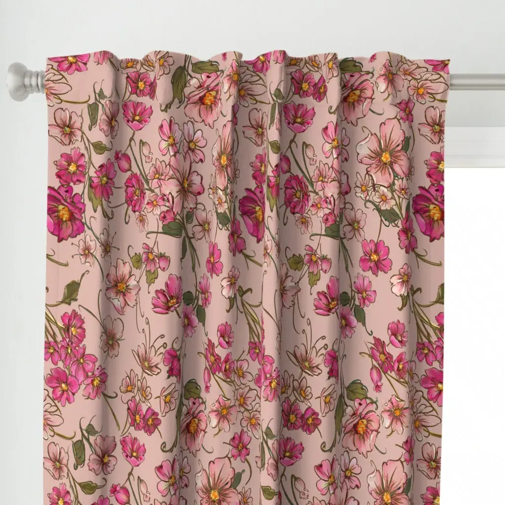 Exotic Floral Curtain Panel - Pink alternate view