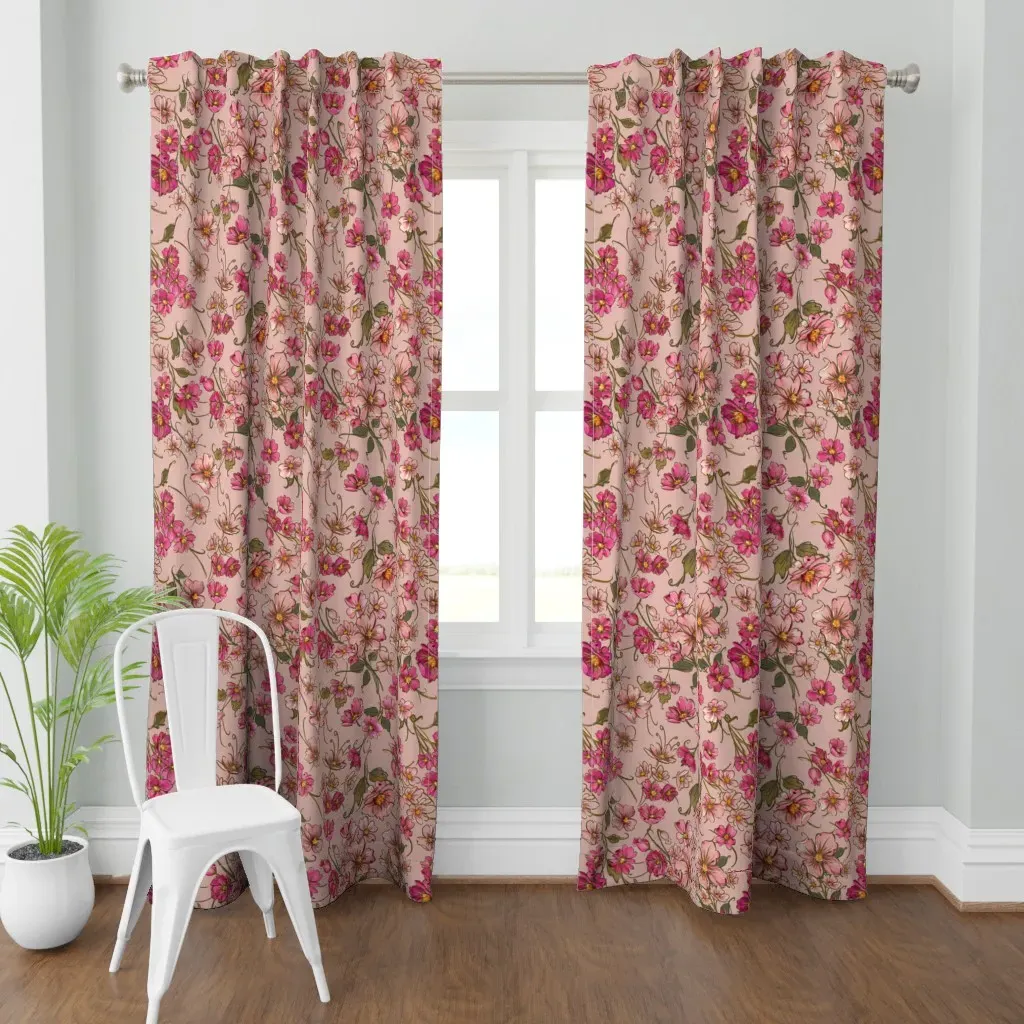 Exotic Floral Curtain Panel - Pink product