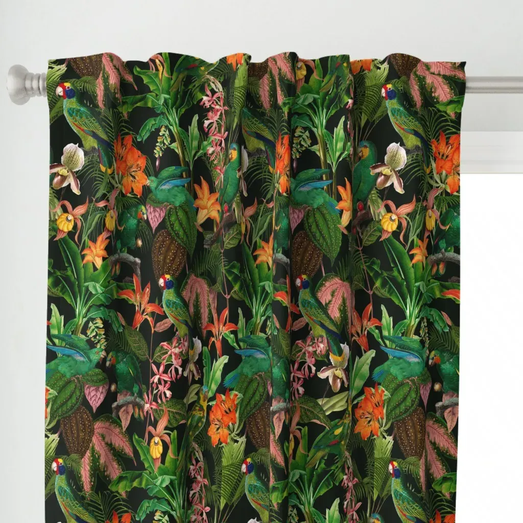 Exotic Summer Rainforest Curtain Panel - Green alternate view