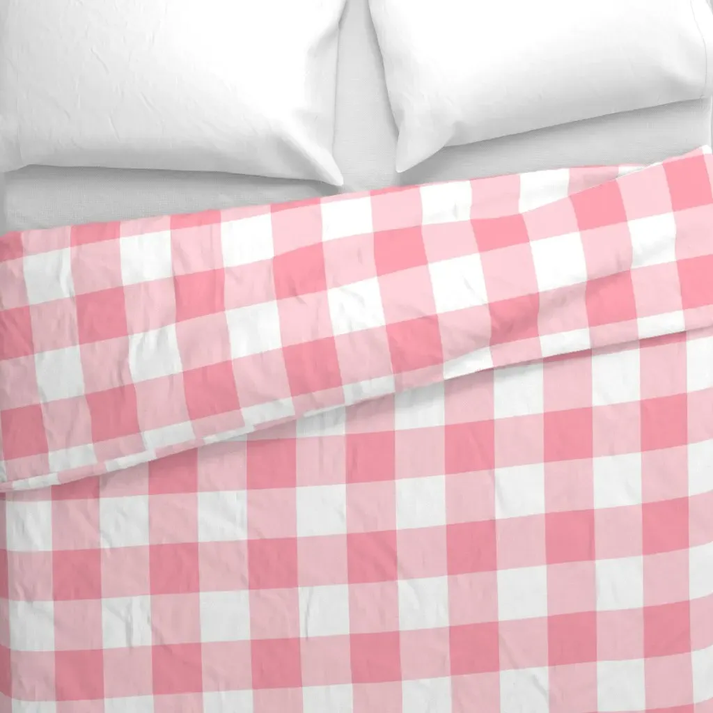 Extra Jumbo Gingham Pattern Duvet Cover - Pink alternate view