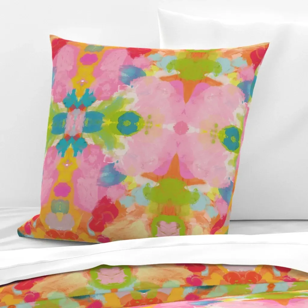 Extra Large Abstract Painting Euro Pillow Sham - Pink product