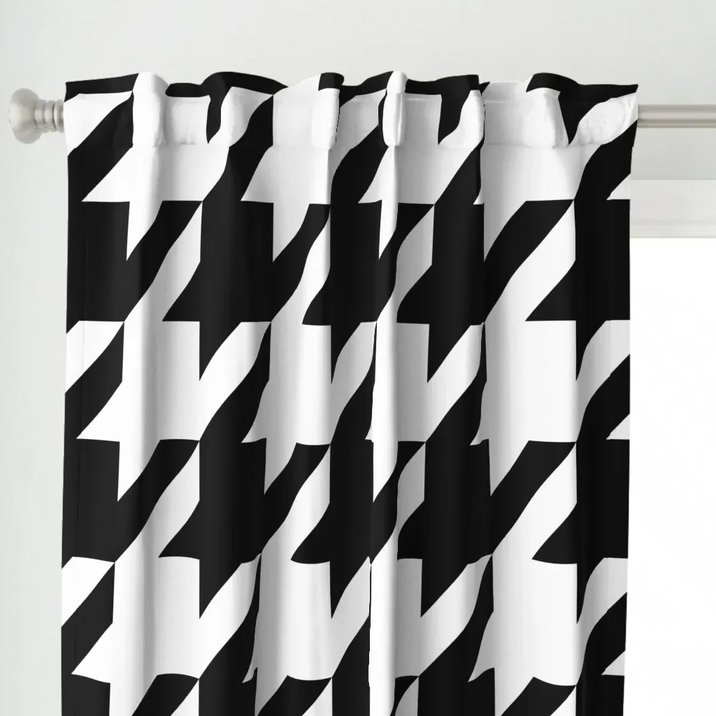Extra Large Houndstooth Curtain Panel - Black alternate view
