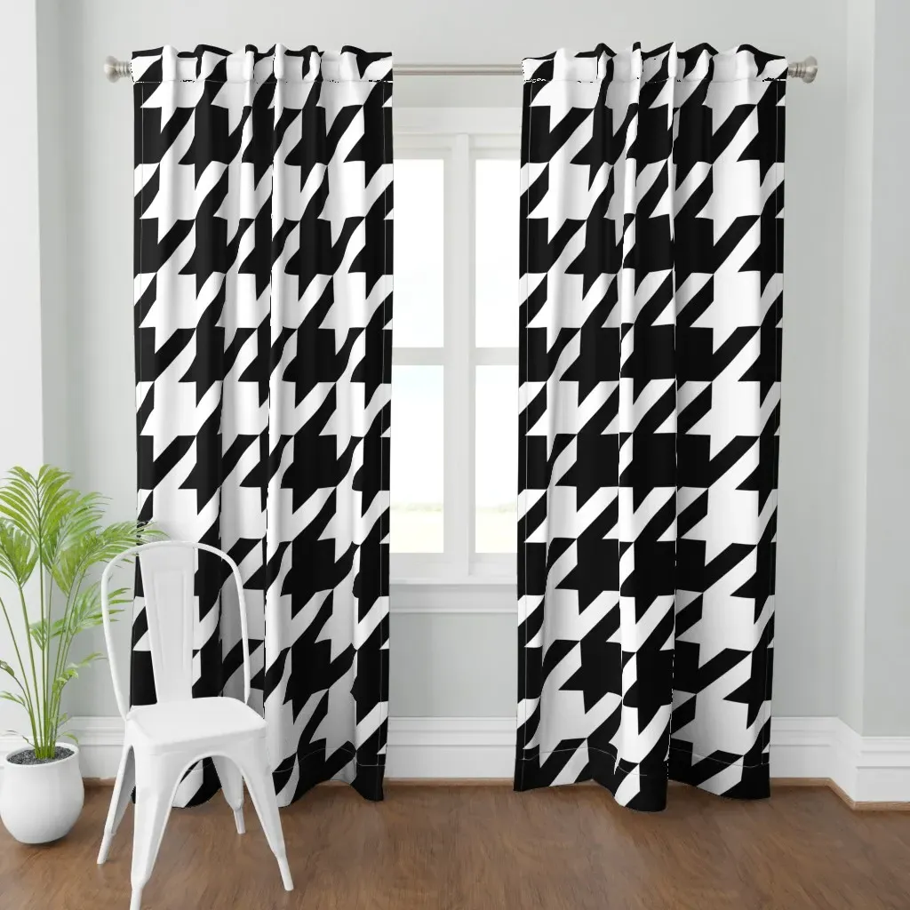 Extra Large Houndstooth Curtain Panel - Black product