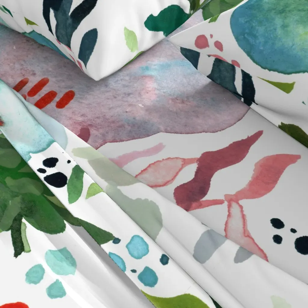 Extra Large Watercolor Floral Garden Full Sheet Set - Blue alternate view