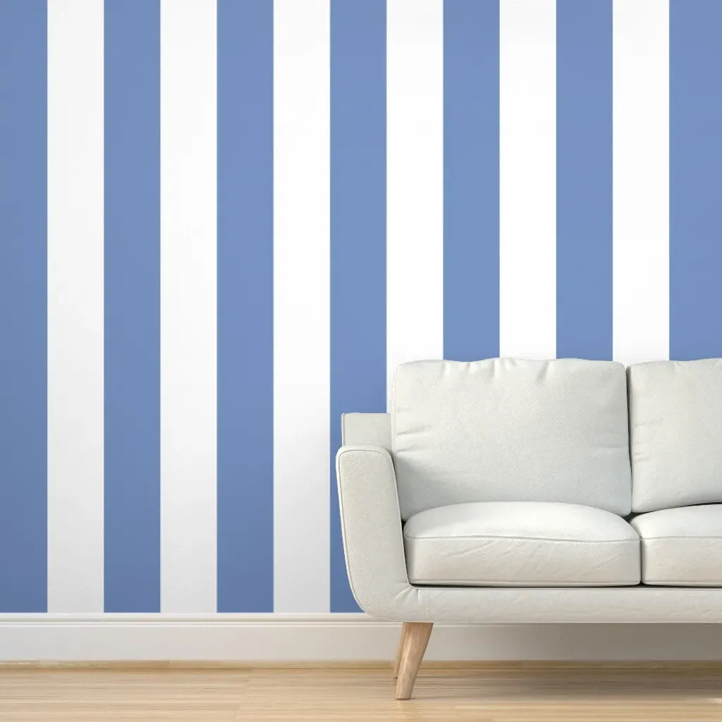 Extra Wide Stripes Peel and Stick Wallpaper - Dusty Blue, White product