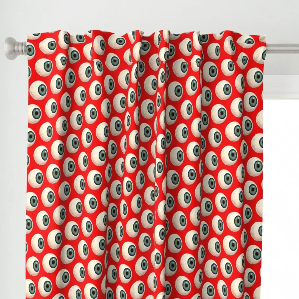 Eyes Print Curtain Panel - Red alternate view