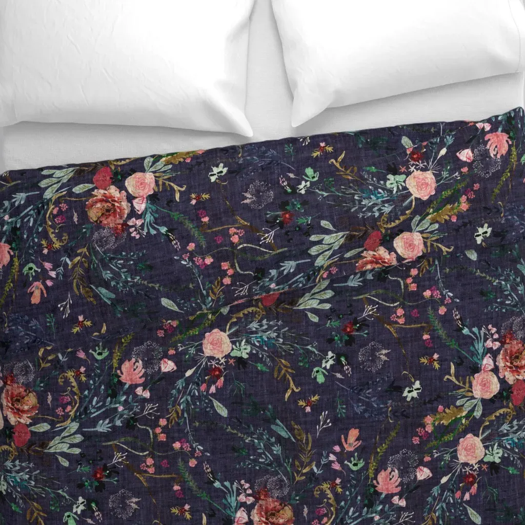Fable Floral Jumbo Duvet Cover - Dark Purple alternate view
