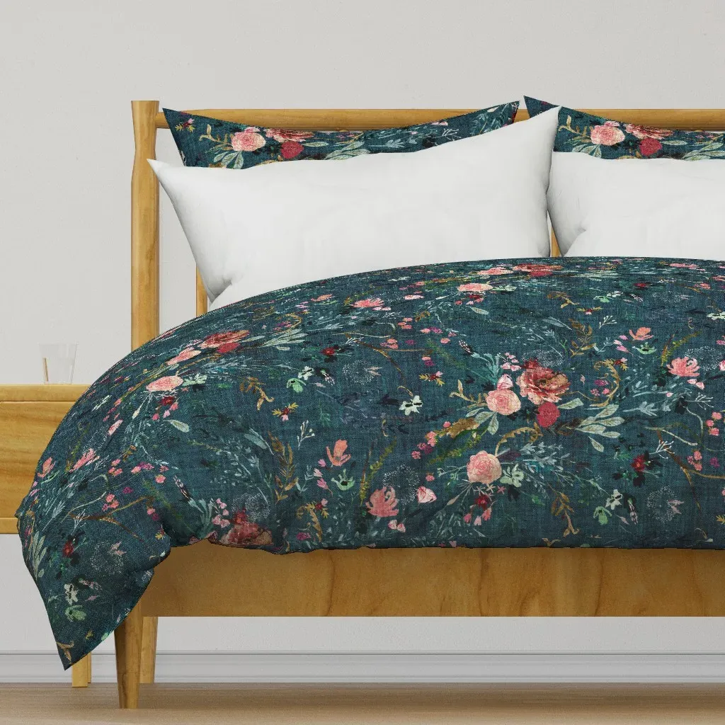 Fable Floral Jumbo Duvet Cover - Teal product