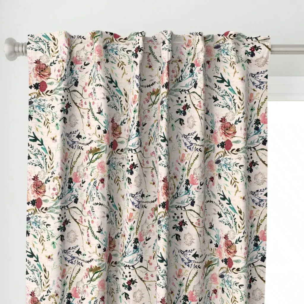 Fable Floral Large Curtain Panel - Blush Pink alternate view