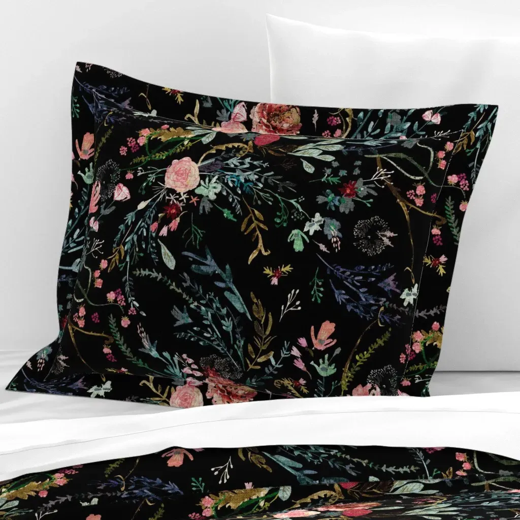 Fable Floral Standard Flanged Cushion Cover - Pink, Cotton Sateen product