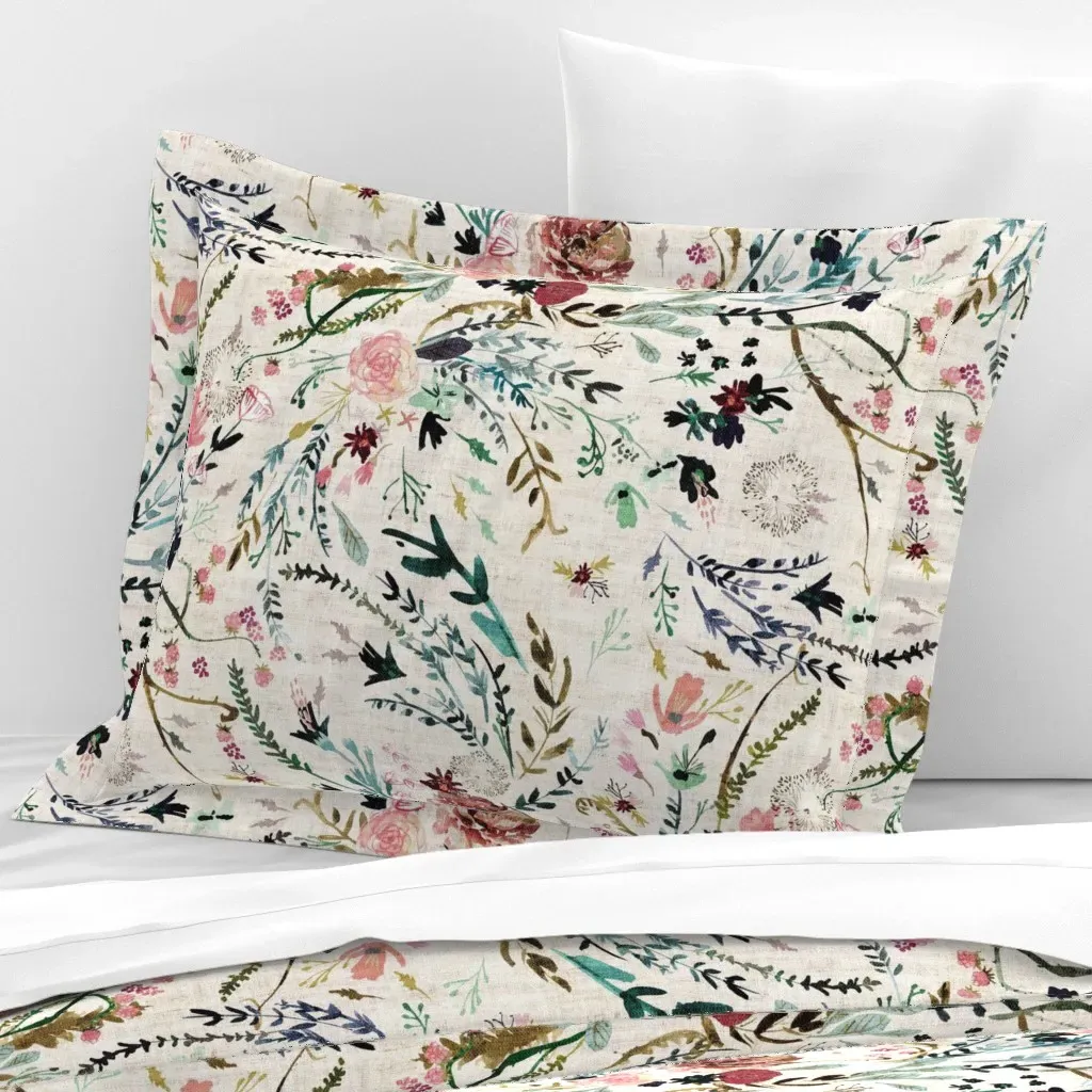 Fable Floral Standard Flanged Cushion Cover - Pink, Cotton Sateen product