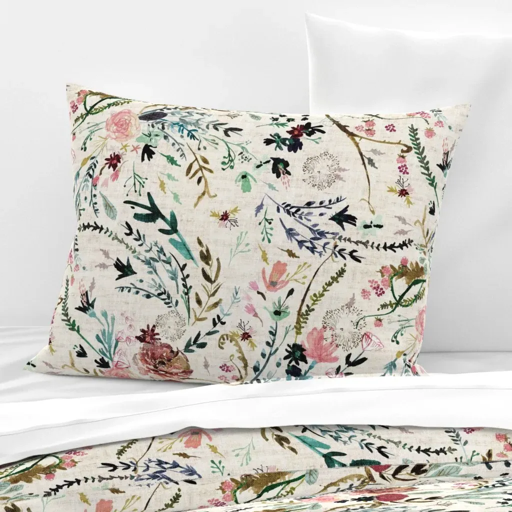 Fable Floral Standard Knife Edge Cushion Cover - Pink, Cotton Sateen product