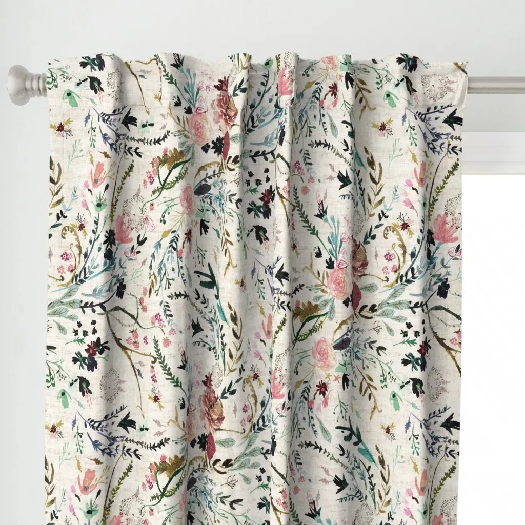 Fable Floral Vintage Curtain Panel - Pink alternate view