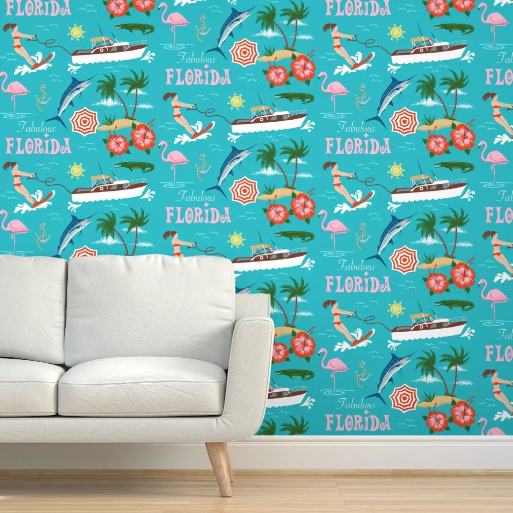 Fabulous Florida Peel and Stick Wallpaper - Teal product