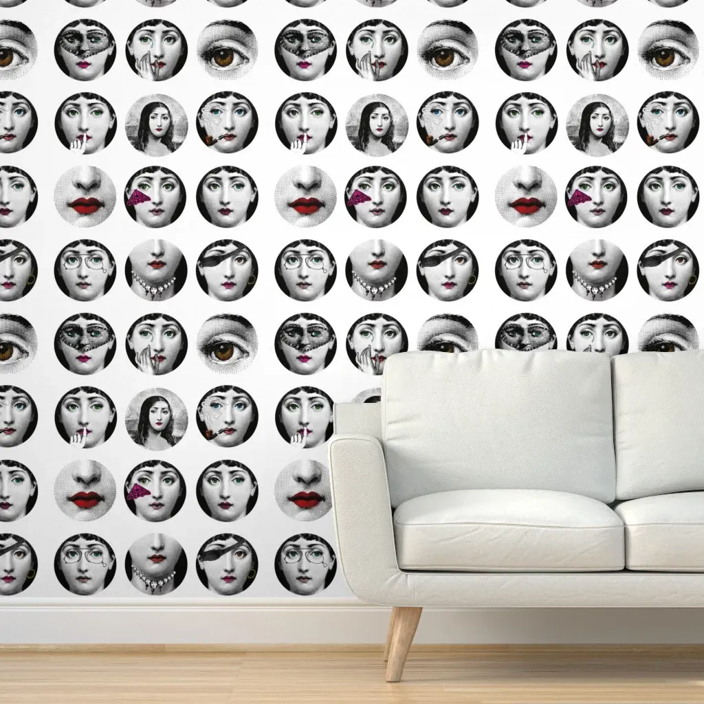 Faces Of Lina BW Color Pop Peel and Stick Wallpaper - Black product