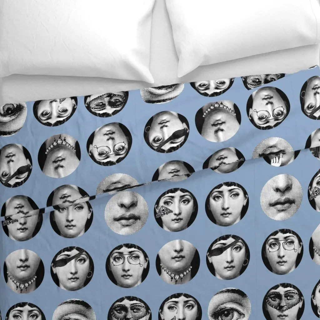 Faces Of Lina No. 1 French Duvet Cover - Black alternate view
