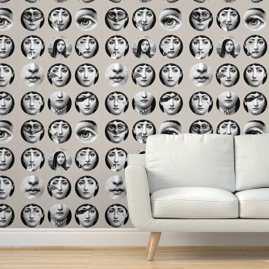 Faces Of Lina No. 1 Peel and Stick Wallpaper - Warm Grey product