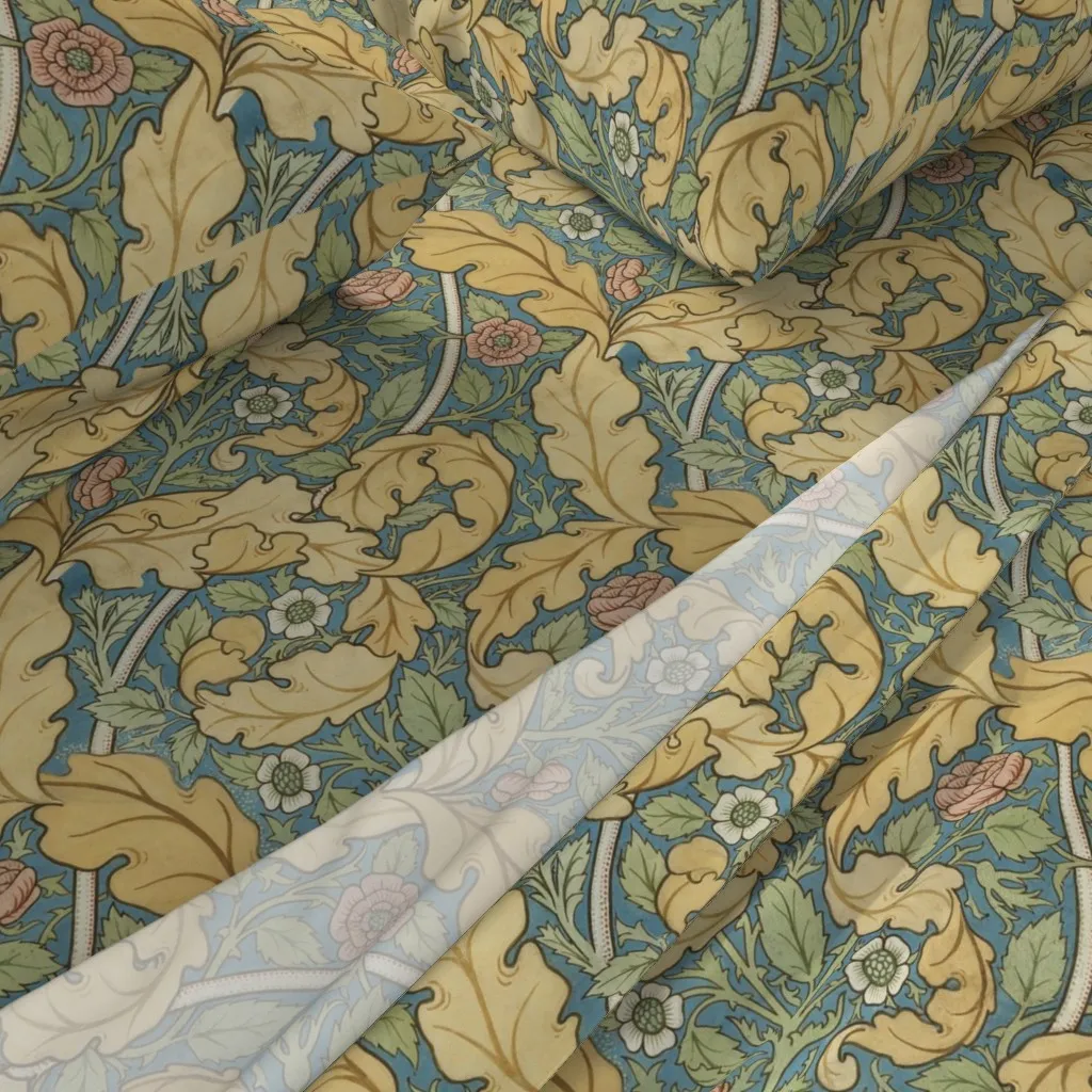 Faded Distressed William Morris Acanthus and Rose Full Sheet Set - Gold alternate view