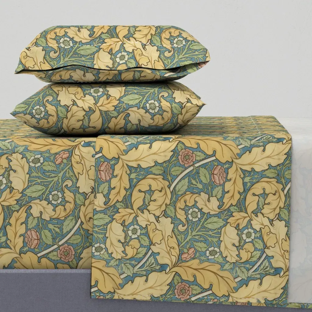 Faded Distressed William Morris Acanthus and Rose Full Sheet Set - Gold product