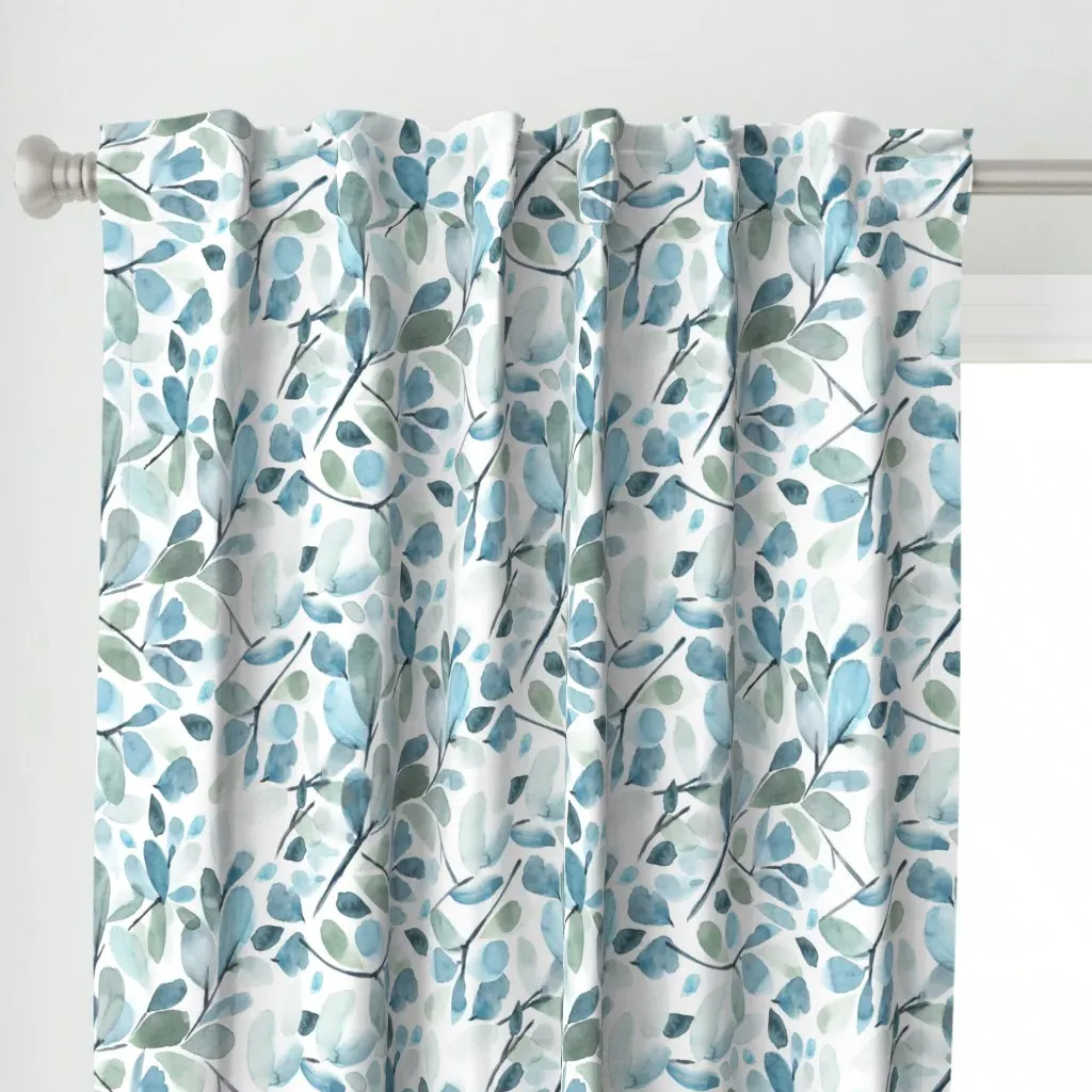 Faded Watercolor Curtain Panel - Blue-Gray alternate view