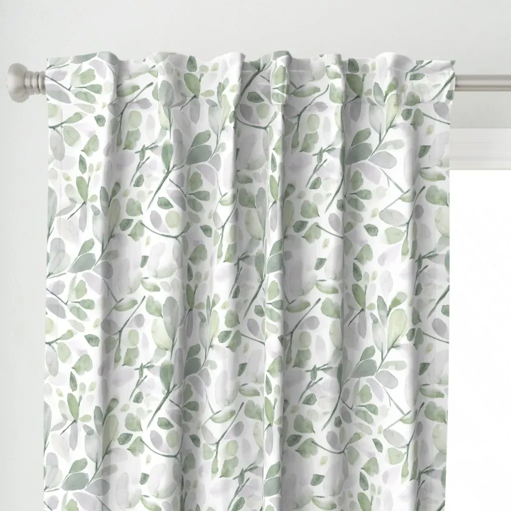 Faded Watercolor Curtain Panel - Sage Green alternate view