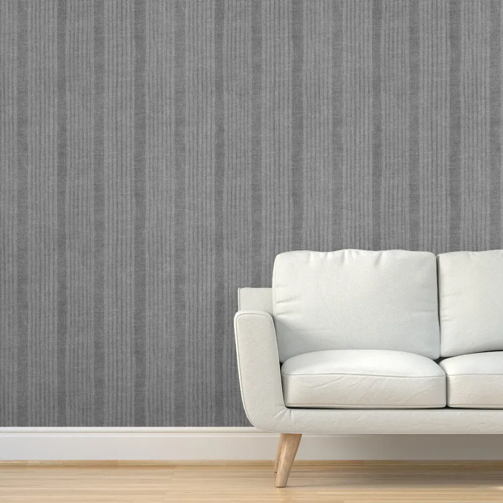 Faded Woven Stripe Peel and Stick Wallpaper - Distressed Gray product