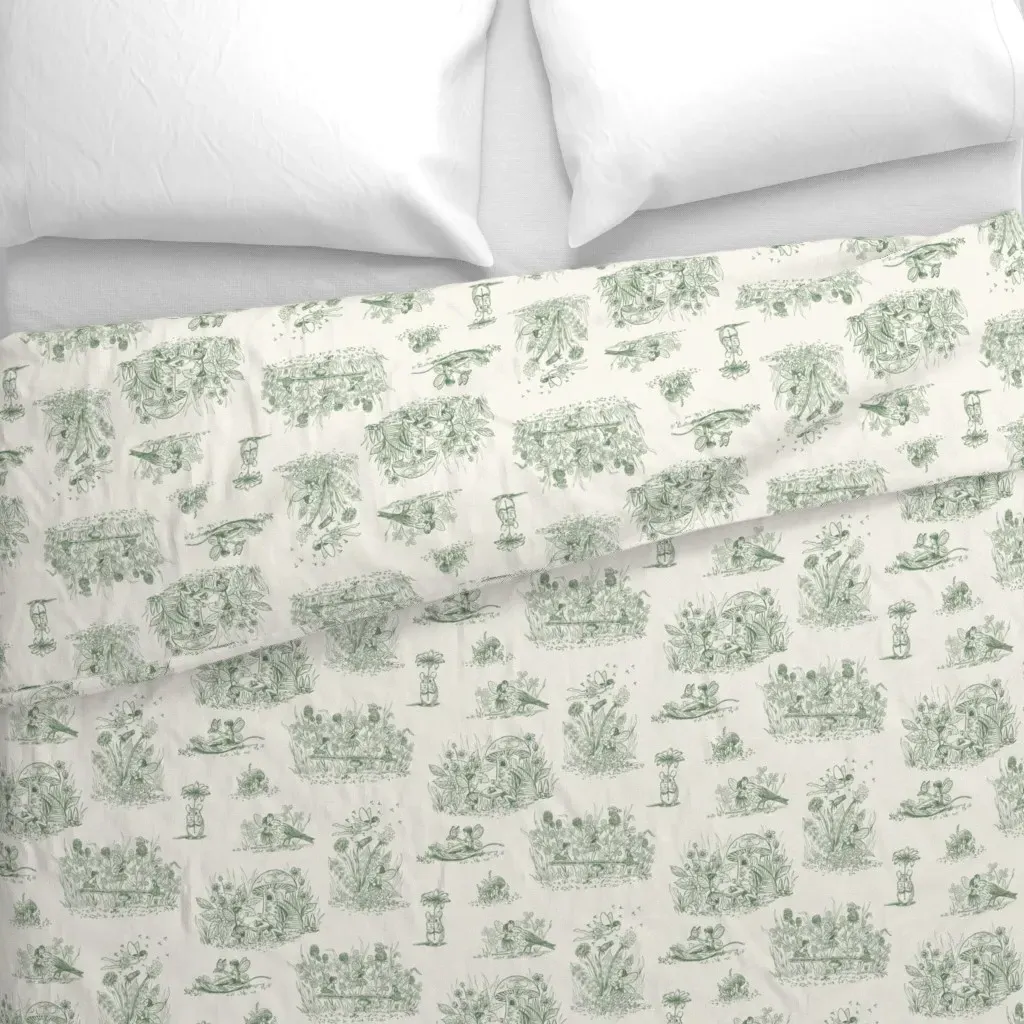 Fairies Toile2 Duvet Cover - Sage Green alternate view