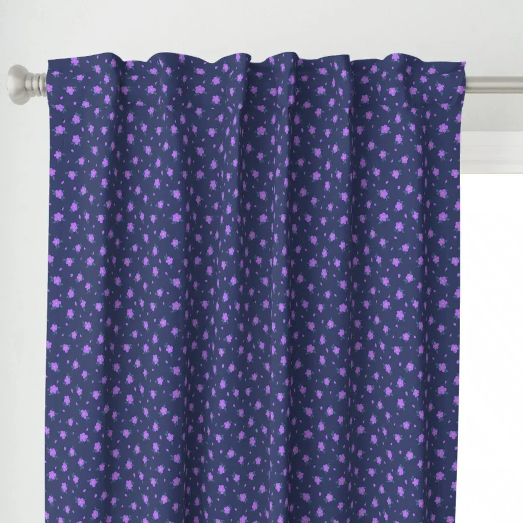Fall Ditsy Flora Medium Curtain Panel - Purple alternate view