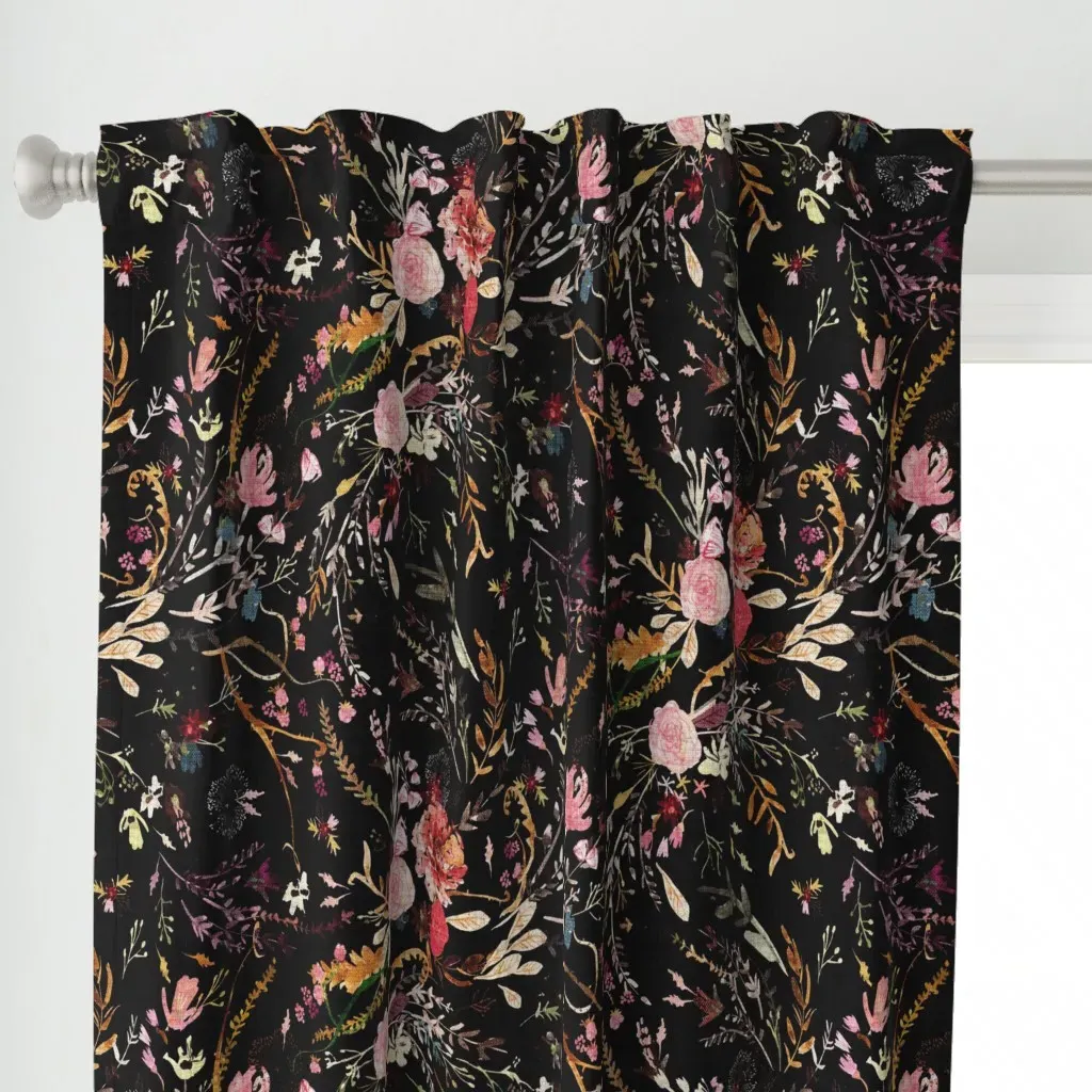 Fall Fable Floral Curtain Panel - Dark Pink alternate view