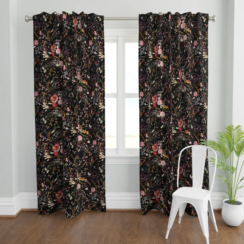 Fall Fable Floral Curtain Panel - Dark Pink product