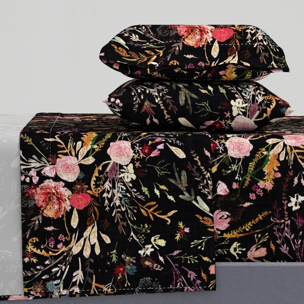 Fall Fable Floral Queen Sheet Set - Dark Pink product