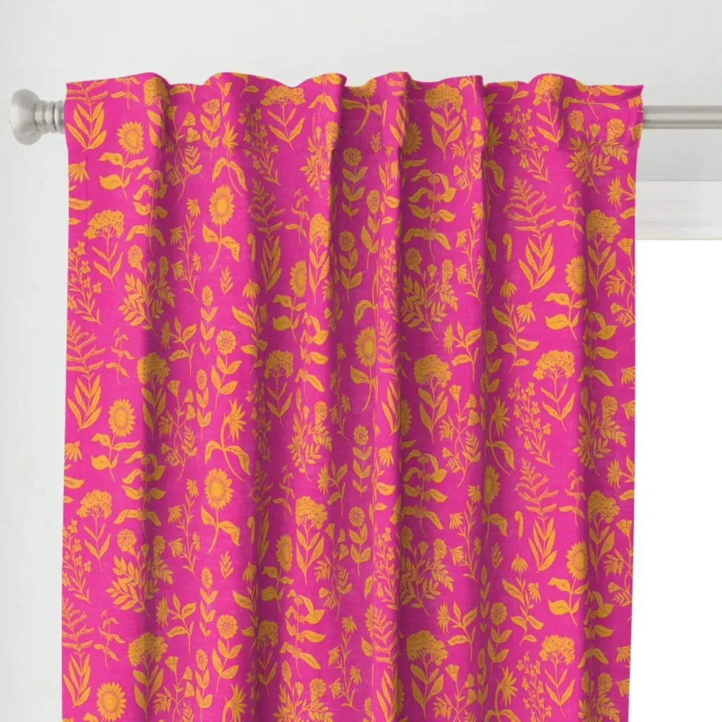 Fall Flowers Textured Curtain Panel - Orange alternate view