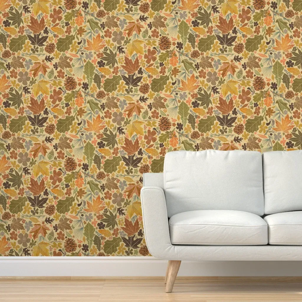 Fall Foliage Peel and Stick Wallpaper - Green, Yellow, Brown product