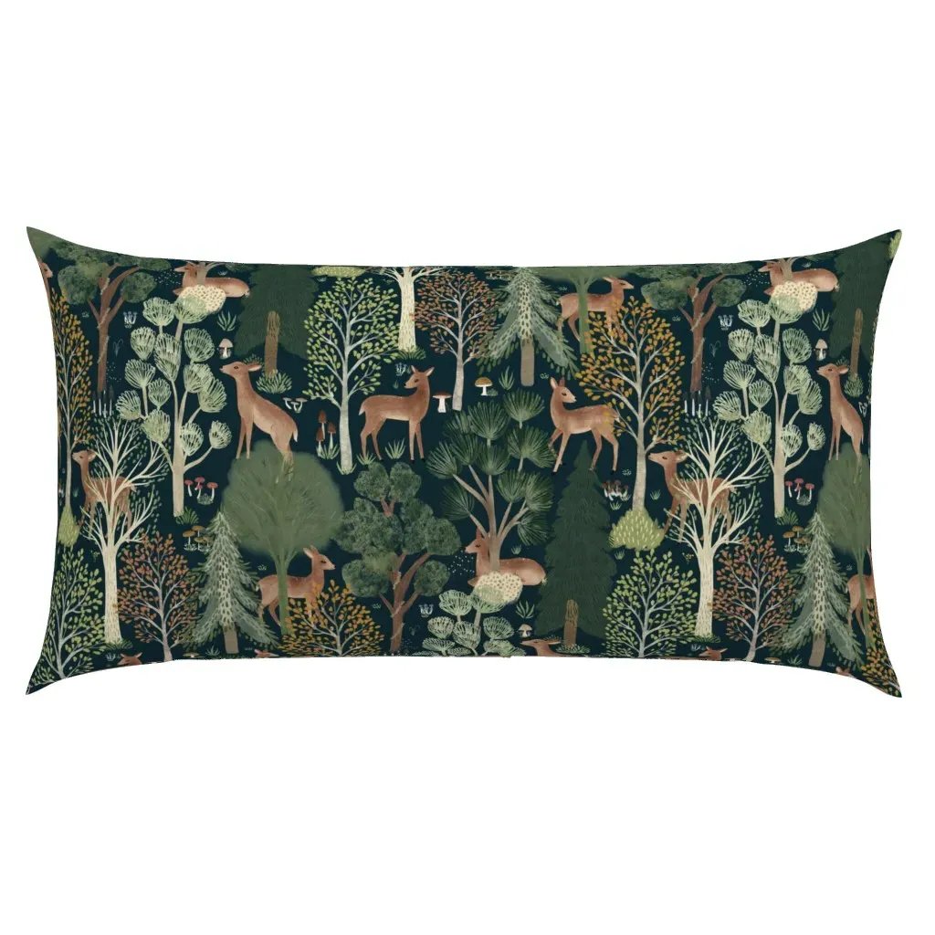 Fall Forest Trees & Deer King Pillow Sham - Green product