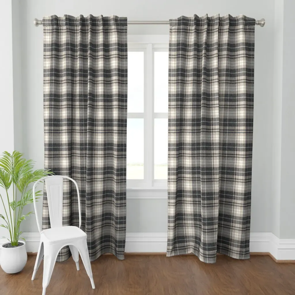 Fall Plaid Curtain Panel - Gray product