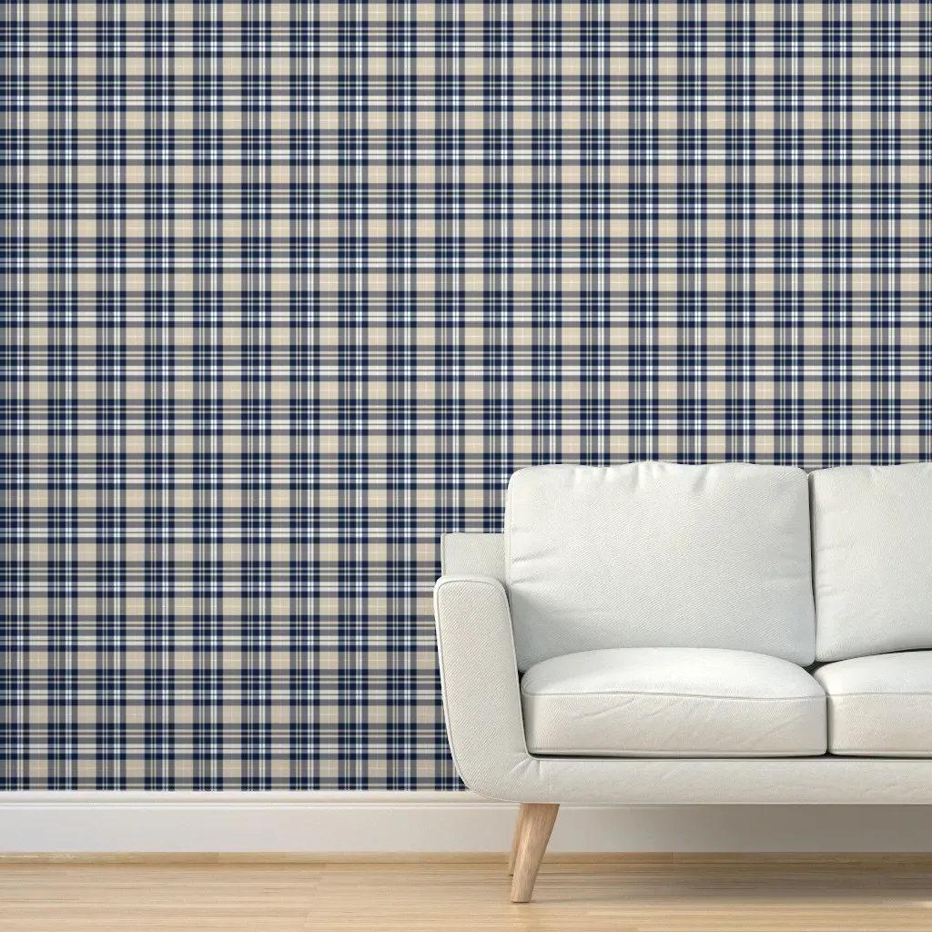 Fall Plaid Peel and Stick Wallpaper - Navy, Tan, White product