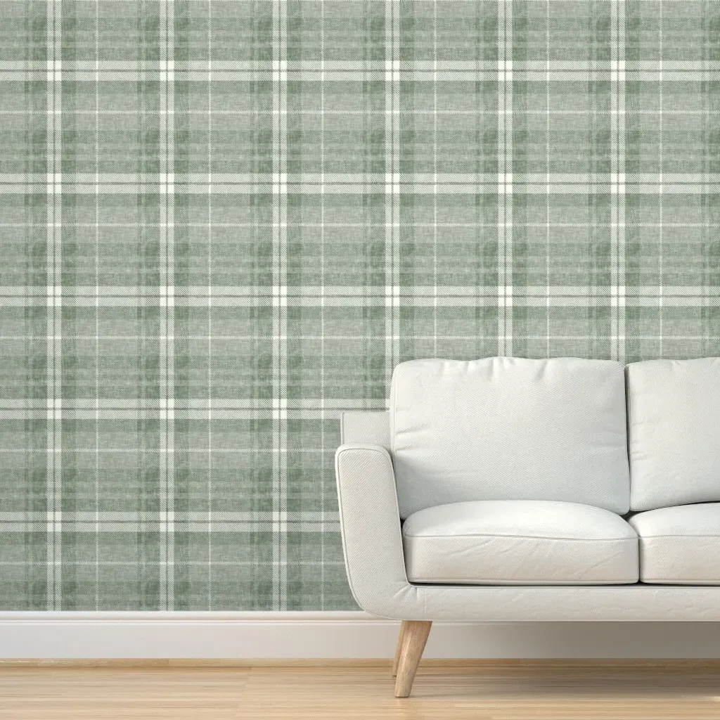 Fall Plaid Peel and Stick Wallpaper - Sage Green product