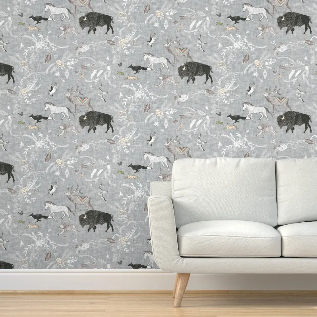 Fall Stampede Peel and Stick Wallpaper - Light Gray product