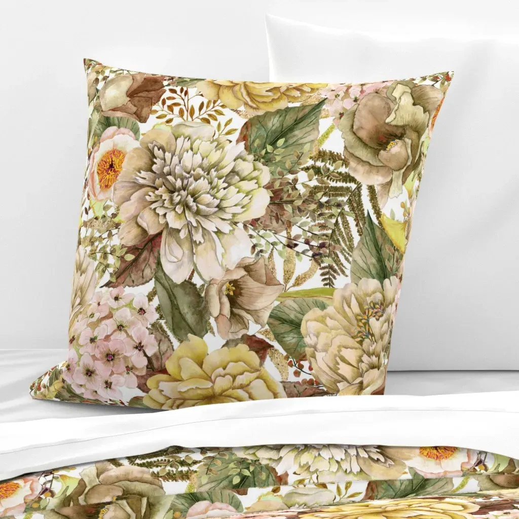 Fall Wedding Floral Sepia Extra Large Euro Pillow Sham - Cream product