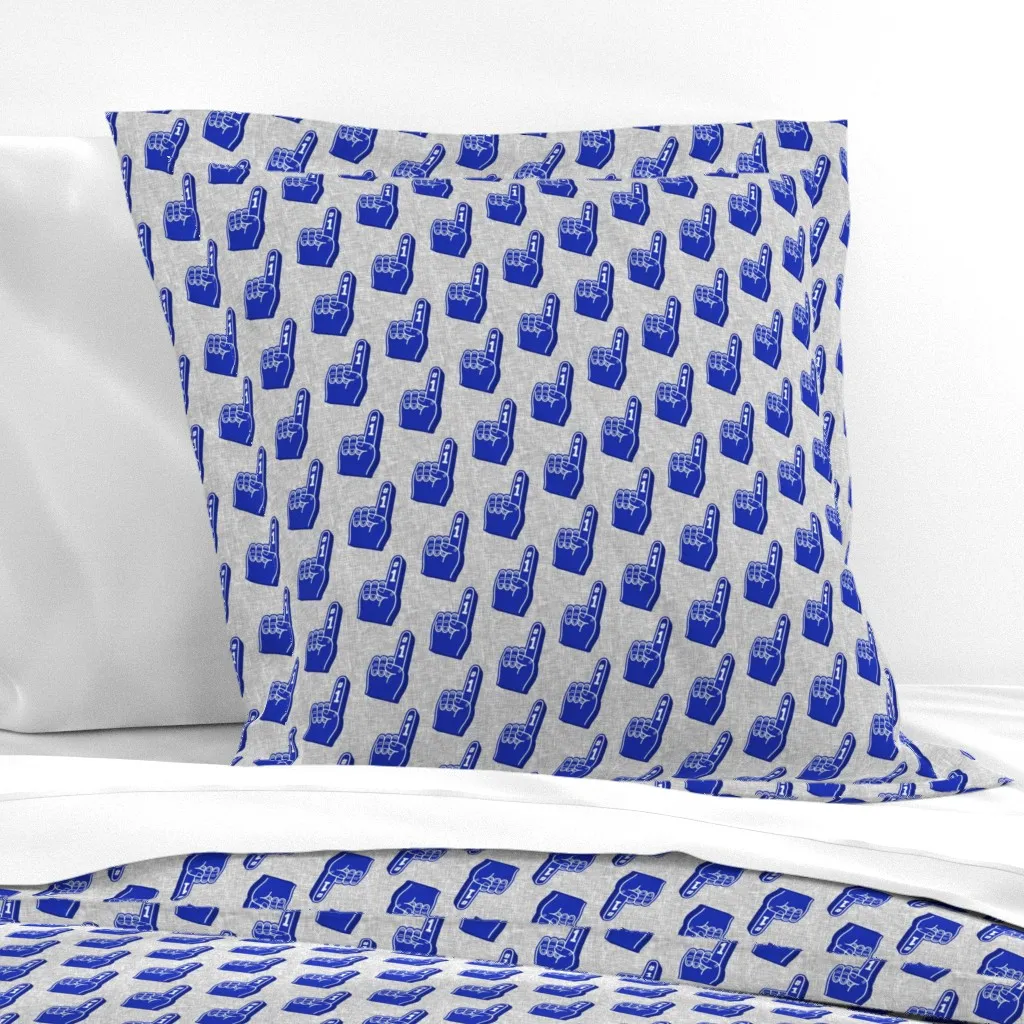Fan Foam Fingers Sports Euro Pillow Sham - Blue, Grey product
