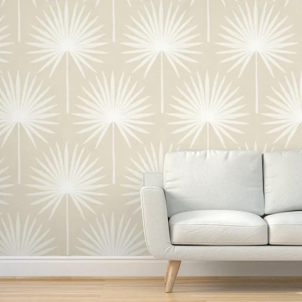 Fan Palm Leaves Peel and Stick Wallpaper - Off-White product