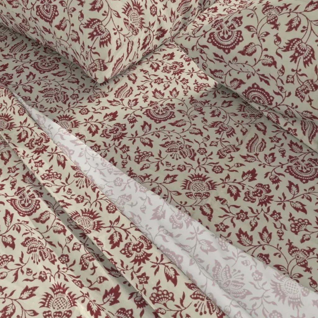 Fanciful Butterfly Flowers Full Sheet Set - Crimson alternate view