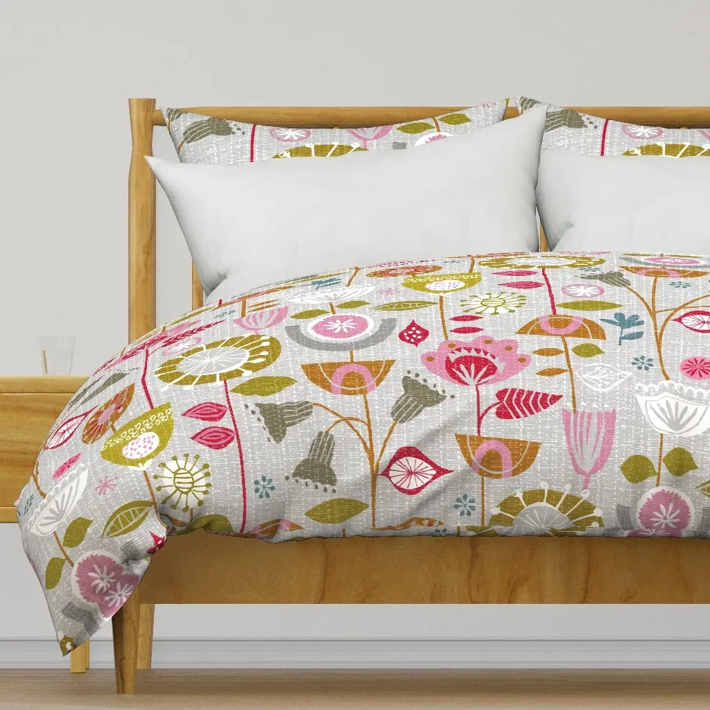 Fanciful Fifties Flowers Jumbo Duvet Cover - Pink product