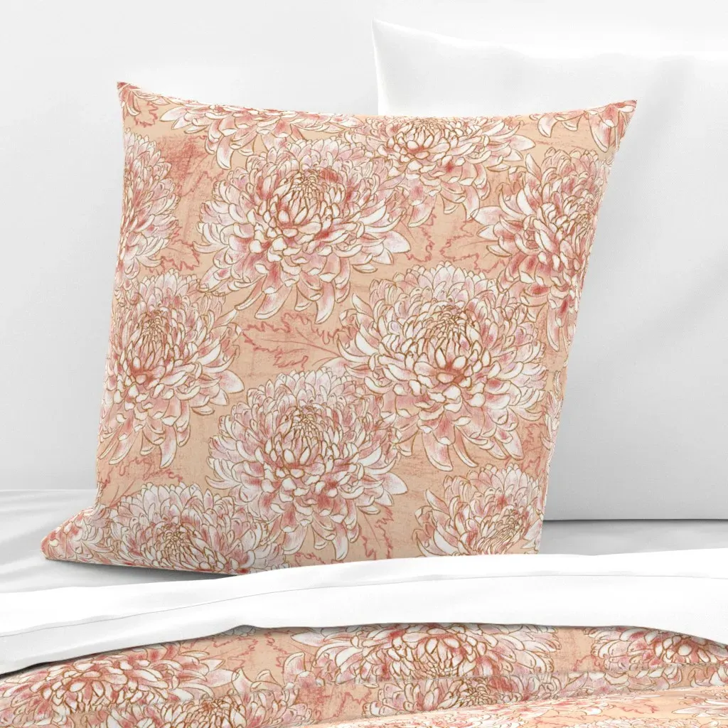 Fancy Chrysanthemums 24" Euro Pillow Sham - Blush Pink product